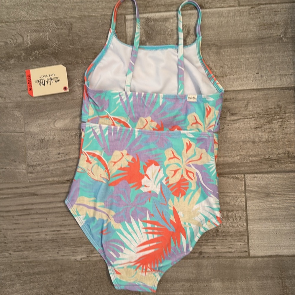 Salt Life Girls Size 10 one piece swimsuit with a two piece look in front Purple - Picture 7 of 11